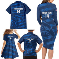 United States Rugby Custom Family Matching Long Sleeve Bodycon Dress and Hawaiian Shirt USA Eagle Go Champions - Wonder Print Shop