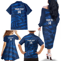 United States Rugby Custom Family Matching Off The Shoulder Long Sleeve Dress and Hawaiian Shirt USA Eagle Go Champions - Wonder Print Shop