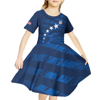 United States Rugby Custom Kid Short Sleeve Dress USA Eagle Go Champions - Wonder Print Shop