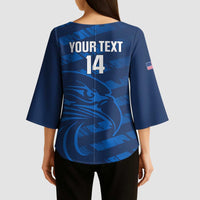 United States Rugby Custom Kimono Sleeve Blouse USA Eagle Go Champions - Wonder Print Shop