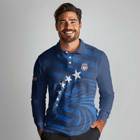 United States Rugby Custom Long Sleeve Polo Shirt USA Eagle Go Champions - Wonder Print Shop