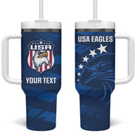 United States Rugby Custom Tumbler With Handle USA Eagle Go Champions - Wonder Print Shop