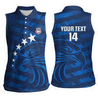 United States Rugby Custom Women Sleeveless Polo Shirt USA Eagle Go Champions - Wonder Print Shop