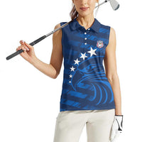 United States Rugby Custom Women Sleeveless Polo Shirt USA Eagle Go Champions - Wonder Print Shop