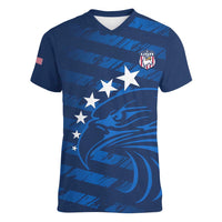 United States Rugby Custom Women V-Neck T-Shirt USA Eagle Go Champions - Wonder Print Shop
