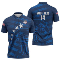 United States Rugby Custom Zipper Polo Shirt USA Eagle Go Champions - Wonder Print Shop