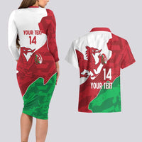 Wales Rugby Custom Couples Matching Long Sleeve Bodycon Dress and Hawaiian Shirt Go Cymru Yma O Hyd - Wonder Print Shop