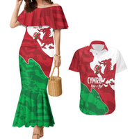 Wales Rugby Custom Couples Matching Mermaid Dress and Hawaiian Shirt Go Cymru Yma O Hyd - Wonder Print Shop