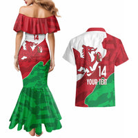 Wales Rugby Custom Couples Matching Mermaid Dress and Hawaiian Shirt Go Cymru Yma O Hyd - Wonder Print Shop