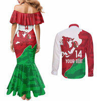 Wales Rugby Custom Couples Matching Mermaid Dress and Long Sleeve Button Shirt Go Cymru Yma O Hyd - Wonder Print Shop
