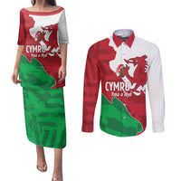 Wales Rugby Custom Couples Matching Puletasi and Long Sleeve Button Shirt Go Cymru Yma O Hyd - Wonder Print Shop