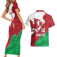 Wales Rugby Custom Couples Matching Short Sleeve Bodycon Dress and Hawaiian Shirt Go Cymru Yma O Hyd - Wonder Print Shop