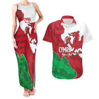 Wales Rugby Custom Couples Matching Tank Maxi Dress and Hawaiian Shirt Go Cymru Yma O Hyd - Wonder Print Shop
