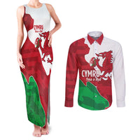 Wales Rugby Custom Couples Matching Tank Maxi Dress and Long Sleeve Button Shirt Go Cymru Yma O Hyd - Wonder Print Shop