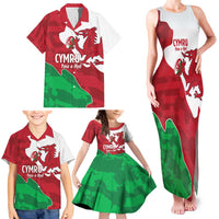Wales Rugby Custom Family Matching Tank Maxi Dress and Hawaiian Shirt Go Cymru Yma O Hyd - Wonder Print Shop