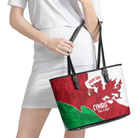 Wales Rugby Custom Leather Tote Bag Go Cymru Yma O Hyd - Wonder Print Shop