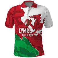 Wales Rugby Custom Polo Shirt Go Cymru Yma O Hyd - Wonder Print Shop
