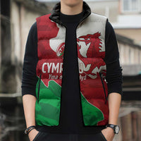 Wales Rugby Custom Sleeveless Puffer Jacket Go Cymru Yma O Hyd - Wonder Print Shop