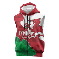 Wales Rugby Custom Sleeveless Zip Hoodie Go Cymru Yma O Hyd - Wonder Print Shop