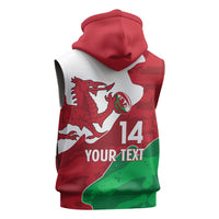 Wales Rugby Custom Sleeveless Zip Hoodie Go Cymru Yma O Hyd - Wonder Print Shop