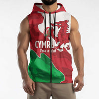 Wales Rugby Custom Sleeveless Zip Hoodie Go Cymru Yma O Hyd - Wonder Print Shop