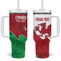Wales Rugby Custom Tumbler With Handle Go Cymru Yma O Hyd - Wonder Print Shop