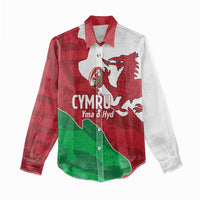Wales Rugby Custom Women Casual Shirt Go Cymru Yma O Hyd - Wonder Print Shop