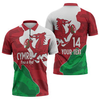Wales Rugby Custom Zipper Polo Shirt Go Cymru Yma O Hyd - Wonder Print Shop