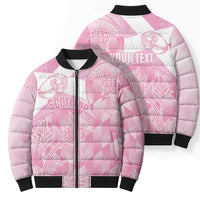 Scotland Rugby Custom Bomber Puffer Jacket Go Scottish Thistle Pink Version - Wonder Print Shop