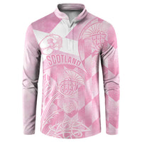 Scotland Rugby Custom Button Sweatshirt Go Scottish Thistle Pink Version - Wonder Print Shop