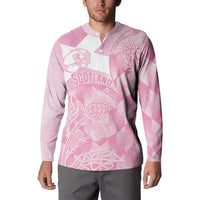 Scotland Rugby Custom Button Sweatshirt Go Scottish Thistle Pink Version - Wonder Print Shop