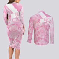 Scotland Rugby Custom Couples Matching Long Sleeve Bodycon Dress and Long Sleeve Button Shirt Go Scottish Thistle Pink Version - Wonder Print Shop
