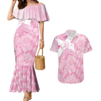 Scotland Rugby Custom Couples Matching Mermaid Dress and Hawaiian Shirt Go Scottish Thistle Pink Version - Wonder Print Shop