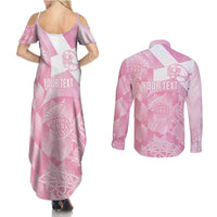 Scotland Rugby Custom Couples Matching Summer Maxi Dress and Long Sleeve Button Shirt Go Scottish Thistle Pink Version - Wonder Print Shop