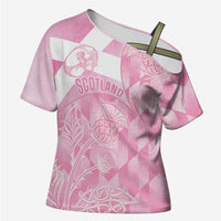 Scotland Rugby Custom Cross Shoulder Shirt Go Scottish Thistle Pink Version - Wonder Print Shop