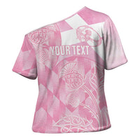 Scotland Rugby Custom Cross Shoulder Shirt Go Scottish Thistle Pink Version - Wonder Print Shop