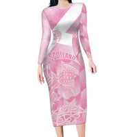 Scotland Rugby Custom Family Matching Long Sleeve Bodycon Dress and Hawaiian Shirt Go Scottish Thistle Pink Version - Wonder Print Shop