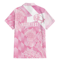 Scotland Rugby Custom Family Matching Mermaid Dress and Hawaiian Shirt Go Scottish Thistle Pink Version - Wonder Print Shop