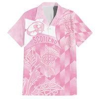 Scotland Rugby Custom Family Matching Off The Shoulder Long Sleeve Dress and Hawaiian Shirt Go Scottish Thistle Pink Version - Wonder Print Shop
