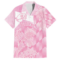 Scotland Rugby Custom Family Matching Off Shoulder Short Dress and Hawaiian Shirt Go Scottish Thistle Pink Version - Wonder Print Shop