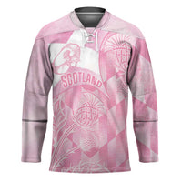 Scotland Rugby Custom Hockey Jersey Go Scottish Thistle Pink Version - Wonder Print Shop