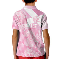 Scotland Rugby Custom Kid Polo Shirt Go Scottish Thistle Pink Version - Wonder Print Shop