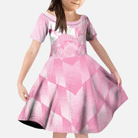 Scotland Rugby Custom Kid Short Sleeve Dress Go Scottish Thistle Pink Version - Wonder Print Shop