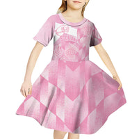 Scotland Rugby Custom Kid Short Sleeve Dress Go Scottish Thistle Pink Version - Wonder Print Shop