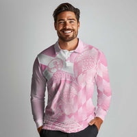 Scotland Rugby Custom Long Sleeve Polo Shirt Go Scottish Thistle Pink Version - Wonder Print Shop