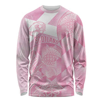 Scotland Rugby Custom Long Sleeve Shirt Go Scottish Thistle Pink Version - Wonder Print Shop