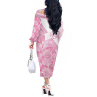 Scotland Rugby Custom Off The Shoulder Long Sleeve Dress Go Scottish Thistle Pink Version - Wonder Print Shop