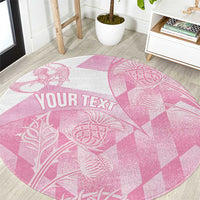 Scotland Rugby Custom Round Carpet Go Scottish Thistle Pink Version - Wonder Print Shop