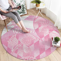 Scotland Rugby Custom Round Carpet Go Scottish Thistle Pink Version - Wonder Print Shop