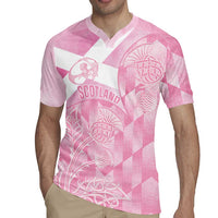 Scotland Rugby Custom Rugby Jersey Go Scottish Thistle Pink Version - Wonder Print Shop